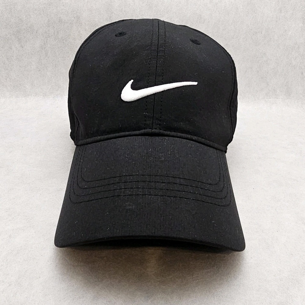 Nike Hat Adult Dri-Fit Black Legacy91 Swoosh Embroidered Strap Golf